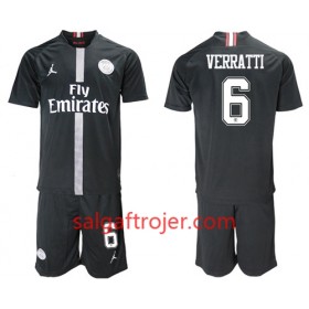Paris Saint Germain Fodboldtrøjer Verratti 6 Jodan Sort Børn 3. sæt 2018/19 Kort ærmer